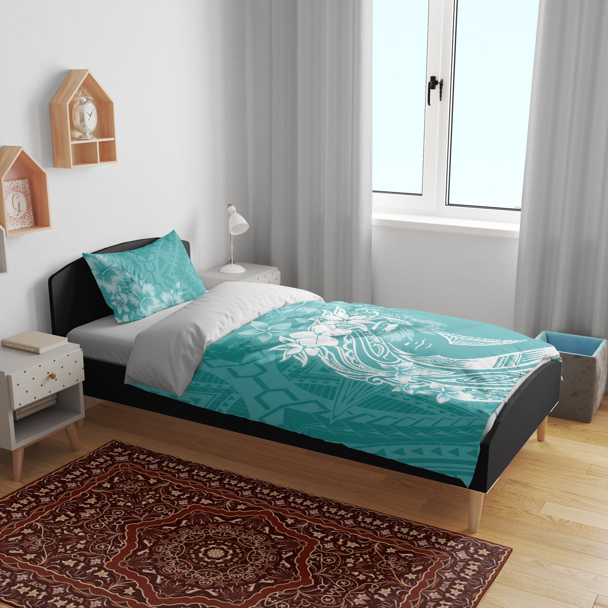 Polynesian Women's Day Bedding Set Plumeria Passion - Teal LT7 - Polynesian Pride
