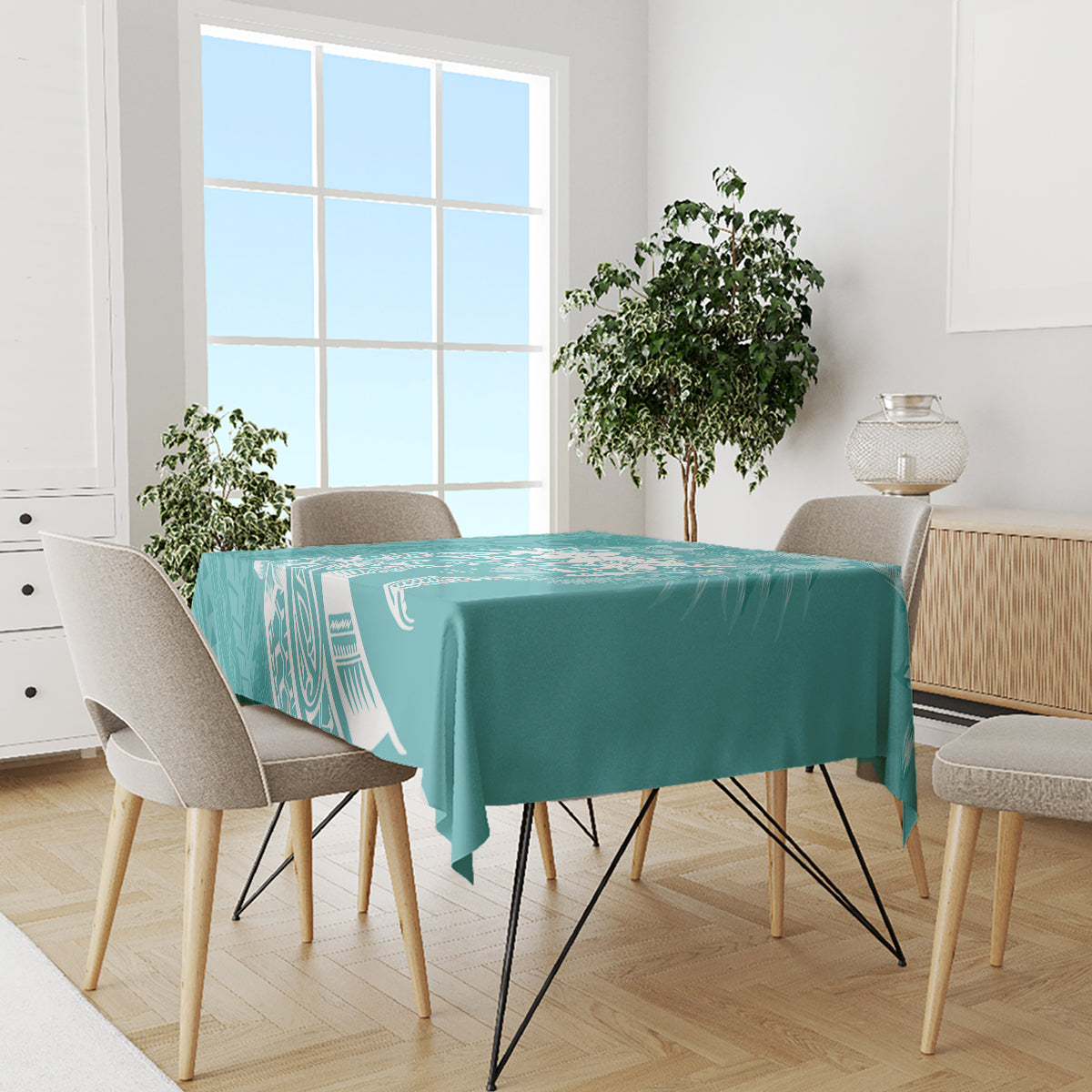 Polynesian Women's Day Tablecloth Plumeria Passion - Teal LT7 - Polynesian Pride