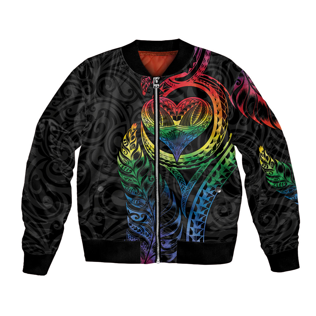 New Zealand Pride Bomber Jacket Takatapui Rainbow Fern