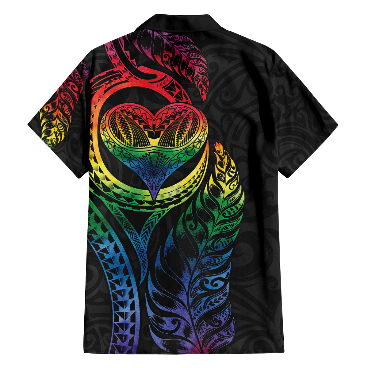 New Zealand Pride Family Matching Off The Shoulder Long Sleeve Dress and Hawaiian Shirt Takatapui Rainbow Fern LT7 - Polynesian Pride