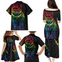 New Zealand Pride Family Matching Puletasi and Hawaiian Shirt Takatapui Rainbow Fern LT7 - Polynesian Pride