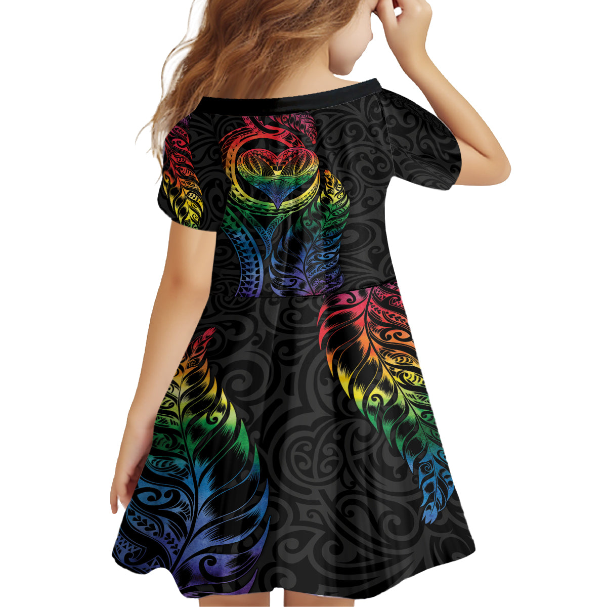 New Zealand Pride Family Matching Summer Maxi Dress and Hawaiian Shirt Takatapui Rainbow Fern LT7 - Polynesian Pride