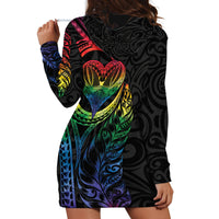 New Zealand Pride Hoodie Dress Takatapui Rainbow Fern LT7 - Polynesian Pride