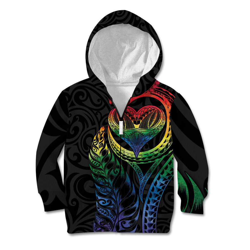 New Zealand Pride Kid Hoodie Takatapui Rainbow Fern