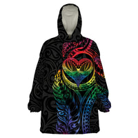 New Zealand Pride Wearable Blanket Hoodie Takatapui Rainbow Fern LT7 One Size Colorful - Polynesian Pride