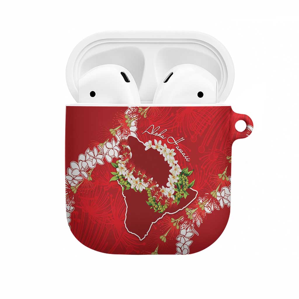 Hawaii Island Flowers Lei AirPods Case Ohia Lehua Scarlet Red
