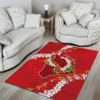 Hawaii Island Flowers Lei Area Rug Ohia Lehua Scarlet Red