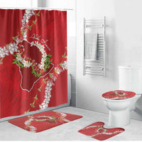 Hawaii Island Flowers Lei Bathroom Set Ohia Lehua Scarlet Red