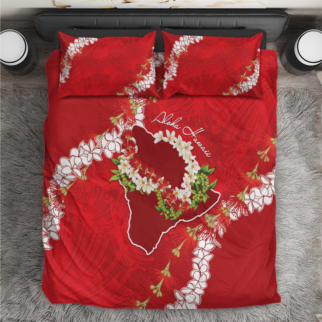 Hawaii Island Flowers Lei Bedding Set Ohia Lehua Scarlet Red LT7 Red - Polynesian Pride