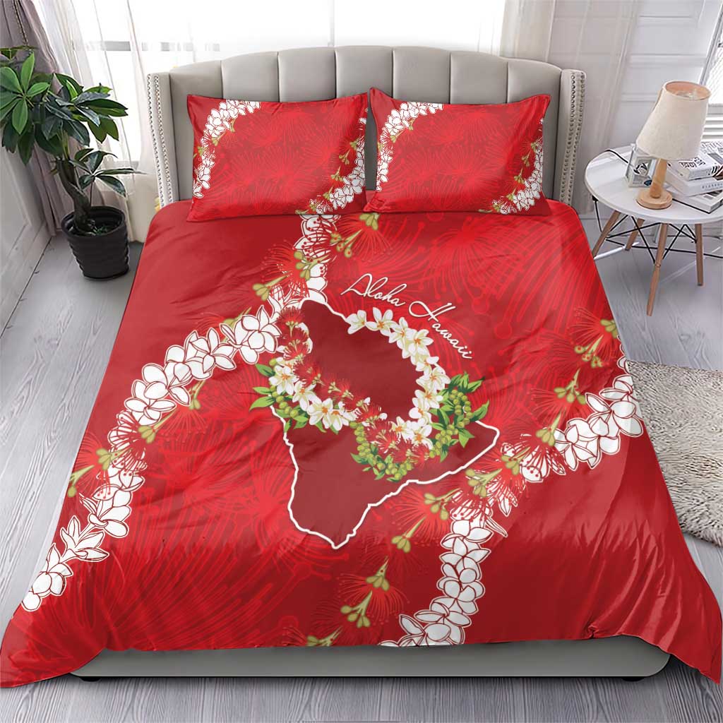 Hawaii Island Flowers Lei Bedding Set Ohia Lehua Scarlet Red LT7 - Polynesian Pride