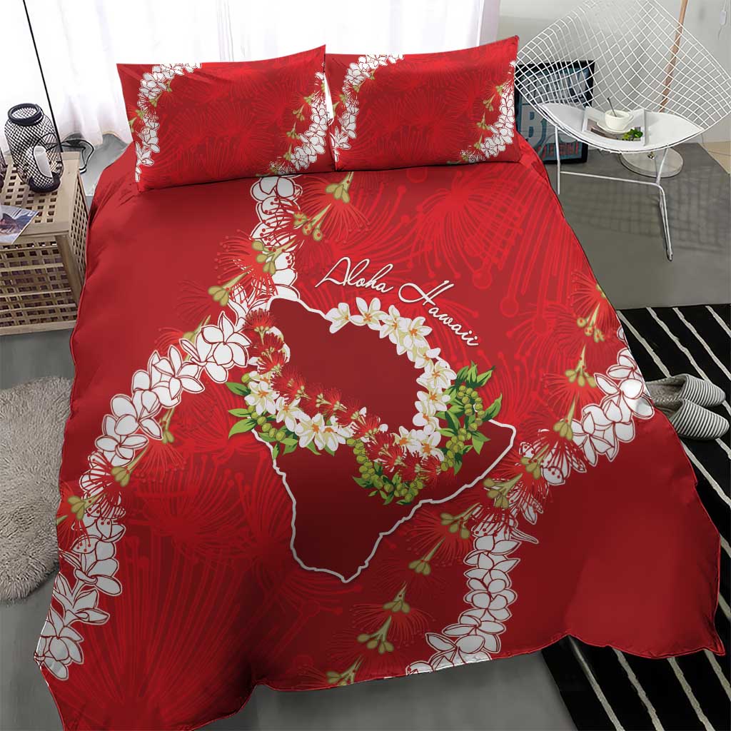 Hawaii Island Flowers Lei Bedding Set Ohia Lehua Scarlet Red LT7 - Polynesian Pride