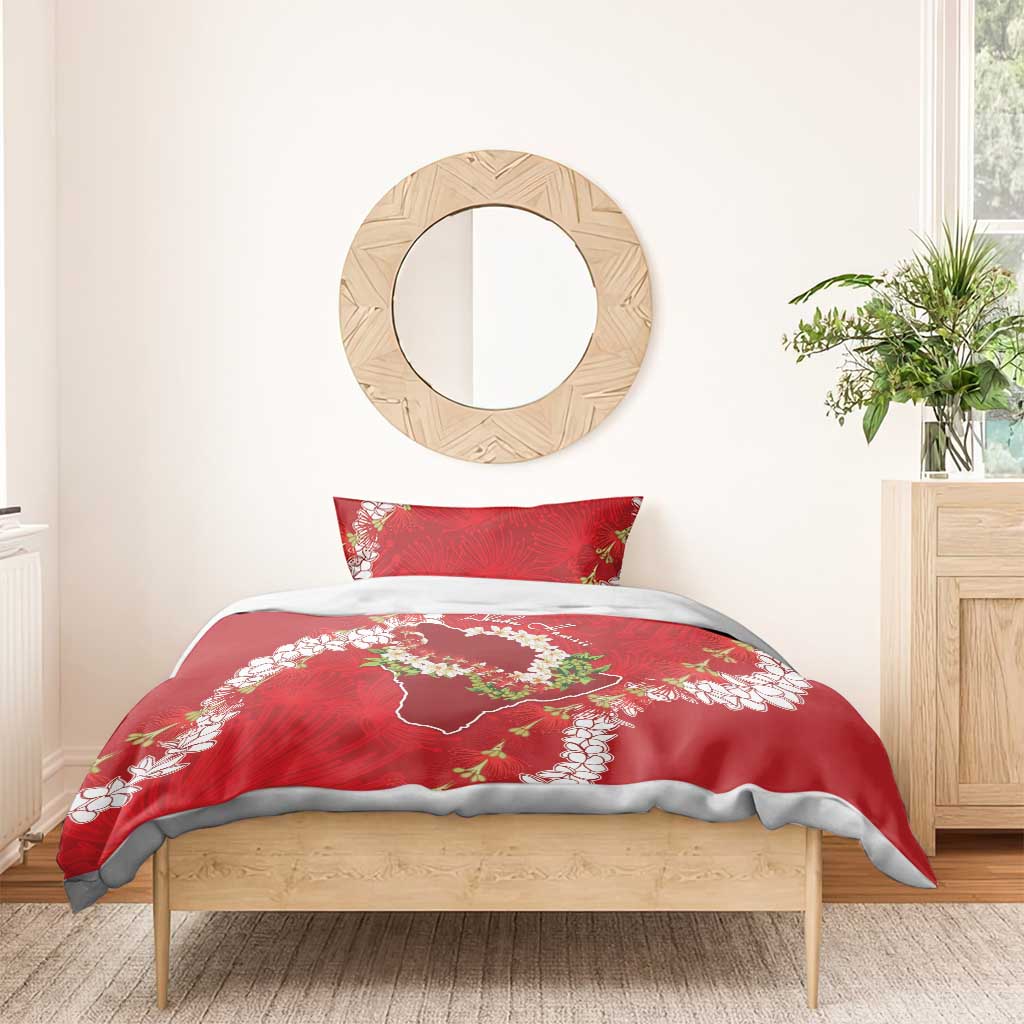 Hawaii Island Flowers Lei Bedding Set Ohia Lehua Scarlet Red LT7 - Polynesian Pride