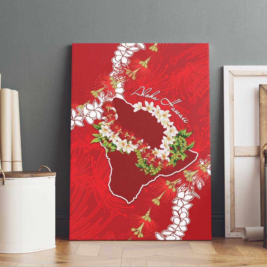 Hawaii Island Flowers Lei Canvas Wall Art Ohia Lehua Scarlet Red