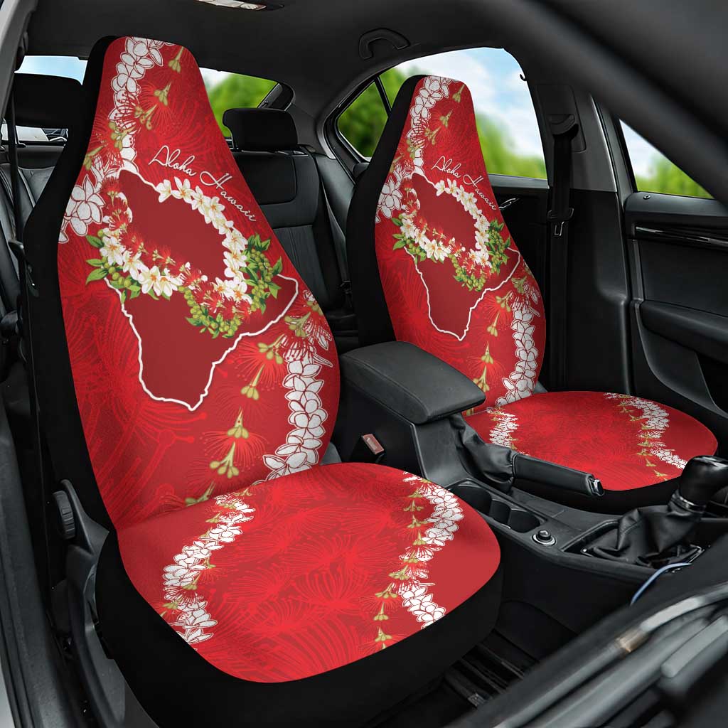 Hawaii Island Flowers Lei Car Seat Cover Ohia Lehua Scarlet Red