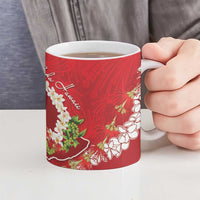 Hawaii Island Flowers Lei Ceramic Mug Ohia Lehua Scarlet Red