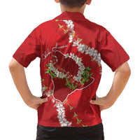 Hawaii Island Flowers Lei Family Matching Puletasi and Hawaiian Shirt Ohia Lehua Scarlet Red LT7 - Polynesian Pride