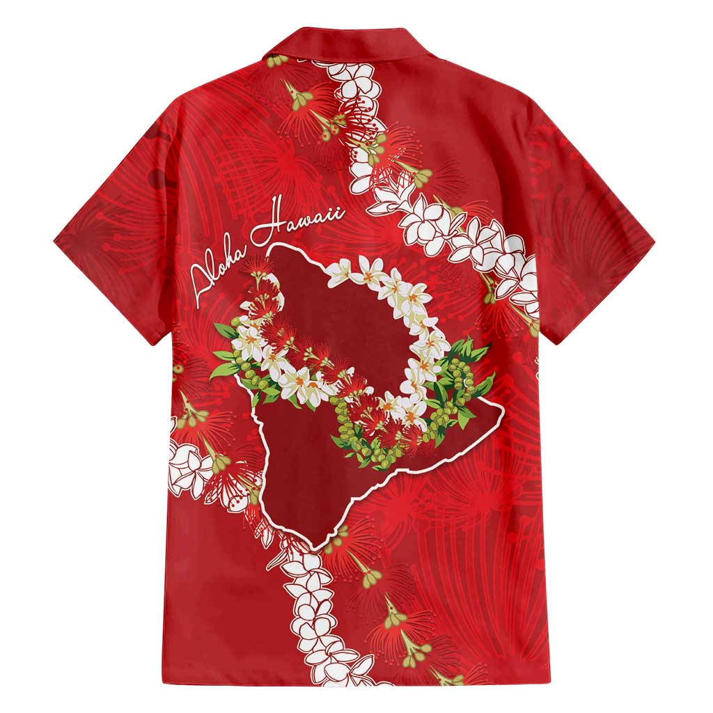 Hawaii Island Flowers Lei Family Matching Puletasi and Hawaiian Shirt Ohia Lehua Scarlet Red LT7 - Polynesian Pride