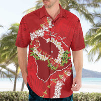 Hawaii Island Flowers Lei Hawaiian Shirt Ohia Lehua Scarlet Red
