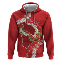 Hawaii Island Flowers Lei Hoodie Ohia Lehua Scarlet Red