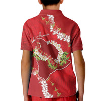 Hawaii Island Flowers Lei Kid Polo Shirt Ohia Lehua Scarlet Red LT7 - Polynesian Pride