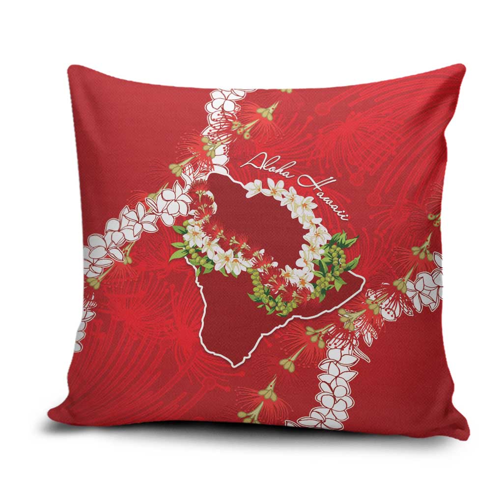 Hawaii Island Flowers Lei Pillow Cover Ohia Lehua Scarlet Red