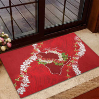 Hawaii Island Flowers Lei Rubber Doormat Ohia Lehua Scarlet Red