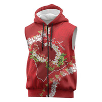 Hawaii Island Flowers Lei Sleeveless Zip Hoodie Ohia Lehua Scarlet Red LT7 Red - Polynesian Pride