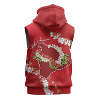 Hawaii Island Flowers Lei Sleeveless Zip Hoodie Ohia Lehua Scarlet Red LT7 - Polynesian Pride