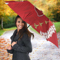 Hawaii Island Flowers Lei Umbrella Ohia Lehua Scarlet Red
