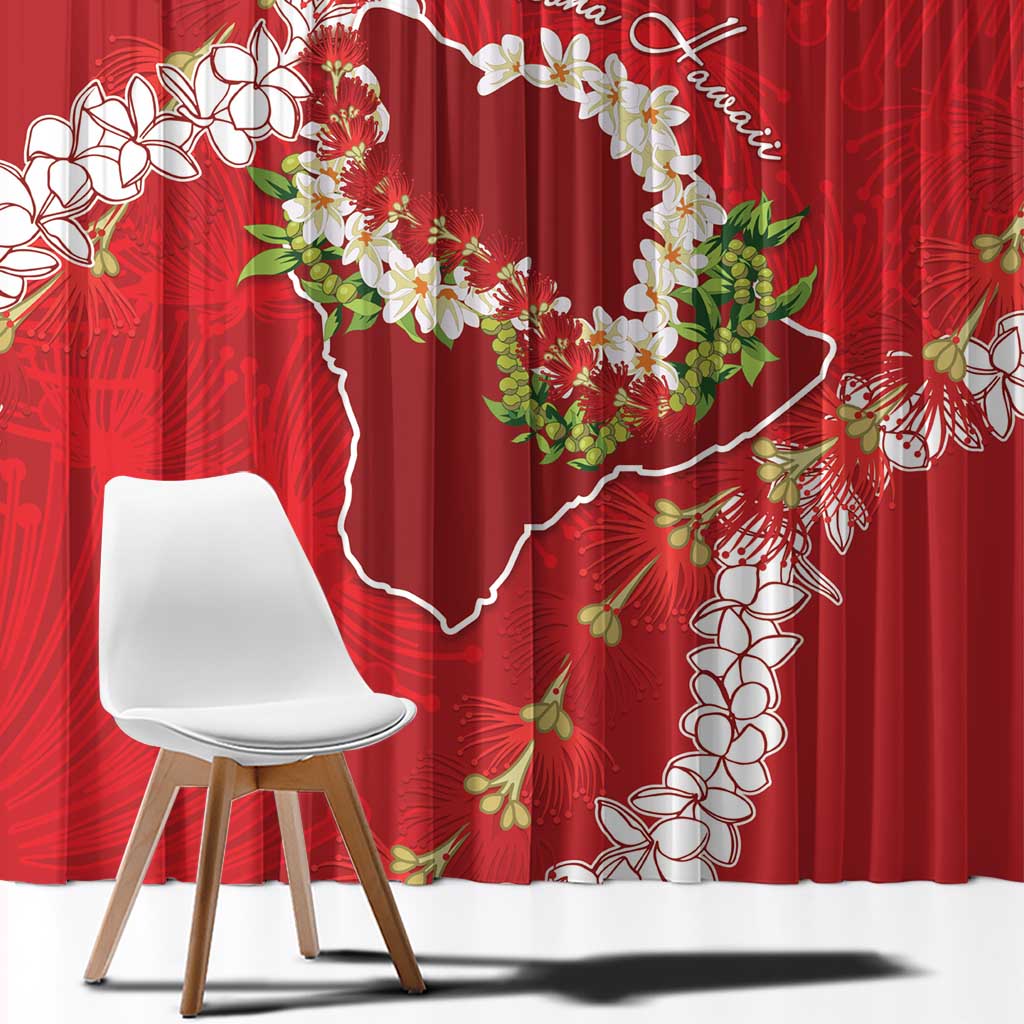 Hawaii Island Flowers Lei Window Curtain Ohia Lehua Scarlet Red LT7 - Polynesian Pride