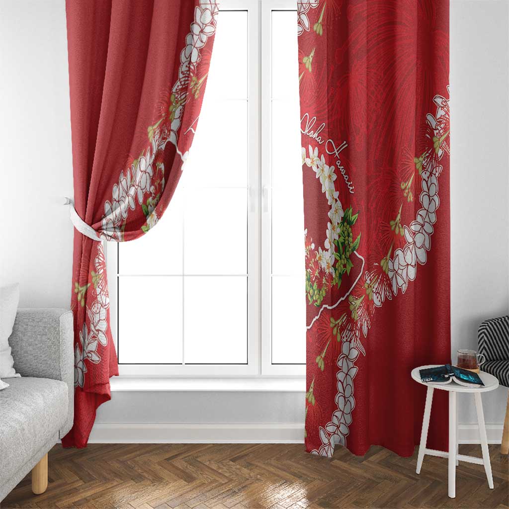 Hawaii Island Flowers Lei Window Curtain Ohia Lehua Scarlet Red LT7 - Polynesian Pride
