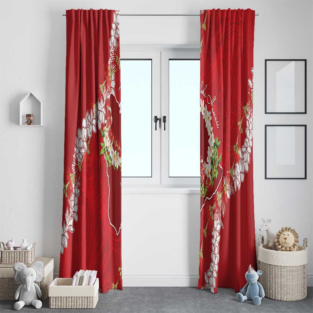 Hawaii Island Flowers Lei Window Curtain Ohia Lehua Scarlet Red LT7 - Polynesian Pride