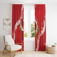 Hawaii Island Flowers Lei Window Curtain Ohia Lehua Scarlet Red LT7 - Polynesian Pride