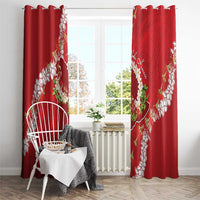 Hawaii Island Flowers Lei Window Curtain Ohia Lehua Scarlet Red LT7 - Polynesian Pride
