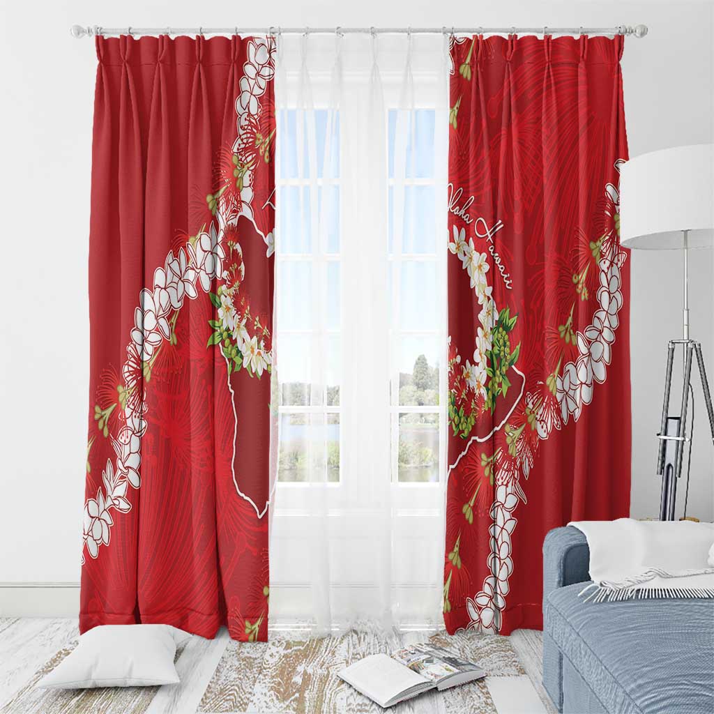Hawaii Island Flowers Lei Window Curtain Ohia Lehua Scarlet Red LT7 - Polynesian Pride