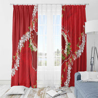Hawaii Island Flowers Lei Window Curtain Ohia Lehua Scarlet Red LT7 - Polynesian Pride