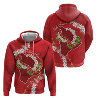 Hawaii Island Flowers Lei Zip Hoodie Ohia Lehua Scarlet Red LT7 - Polynesian Pride