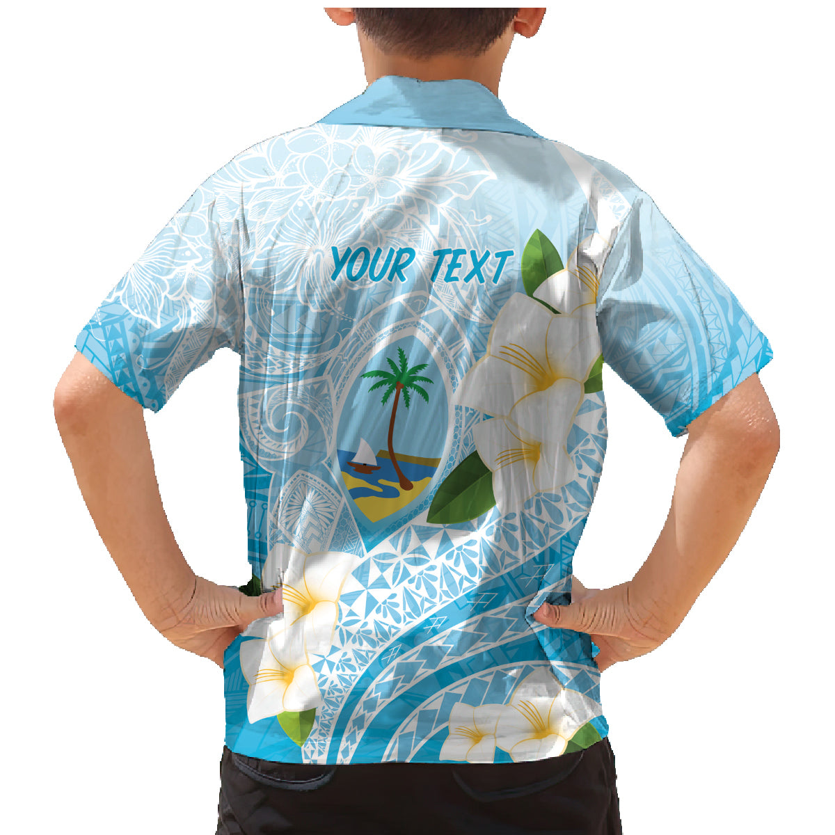 Guam Chamorro Guasali Flowers Family Matching Mermaid Dress and Hawaiian Shirt Aqua Gradient LT7 - Polynesian Pride