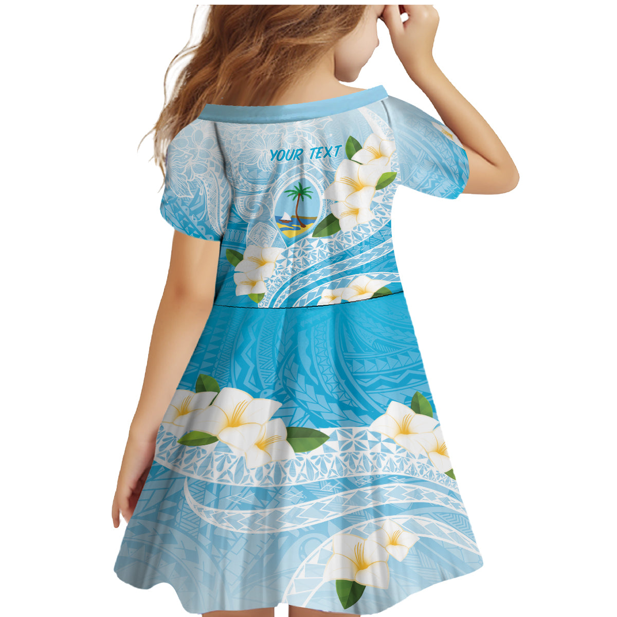 Guam Chamorro Guasali Flowers Family Matching Mermaid Dress and Hawaiian Shirt Aqua Gradient LT7 - Polynesian Pride