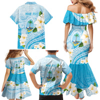Guam Chamorro Guasali Flowers Family Matching Mermaid Dress and Hawaiian Shirt Aqua Gradient LT7 - Polynesian Pride