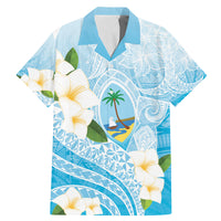 Guam Chamorro Guasali Flowers Family Matching Mermaid Dress and Hawaiian Shirt Aqua Gradient LT7 Dad's Shirt - Short Sleeve Aquamarine - Polynesian Pride