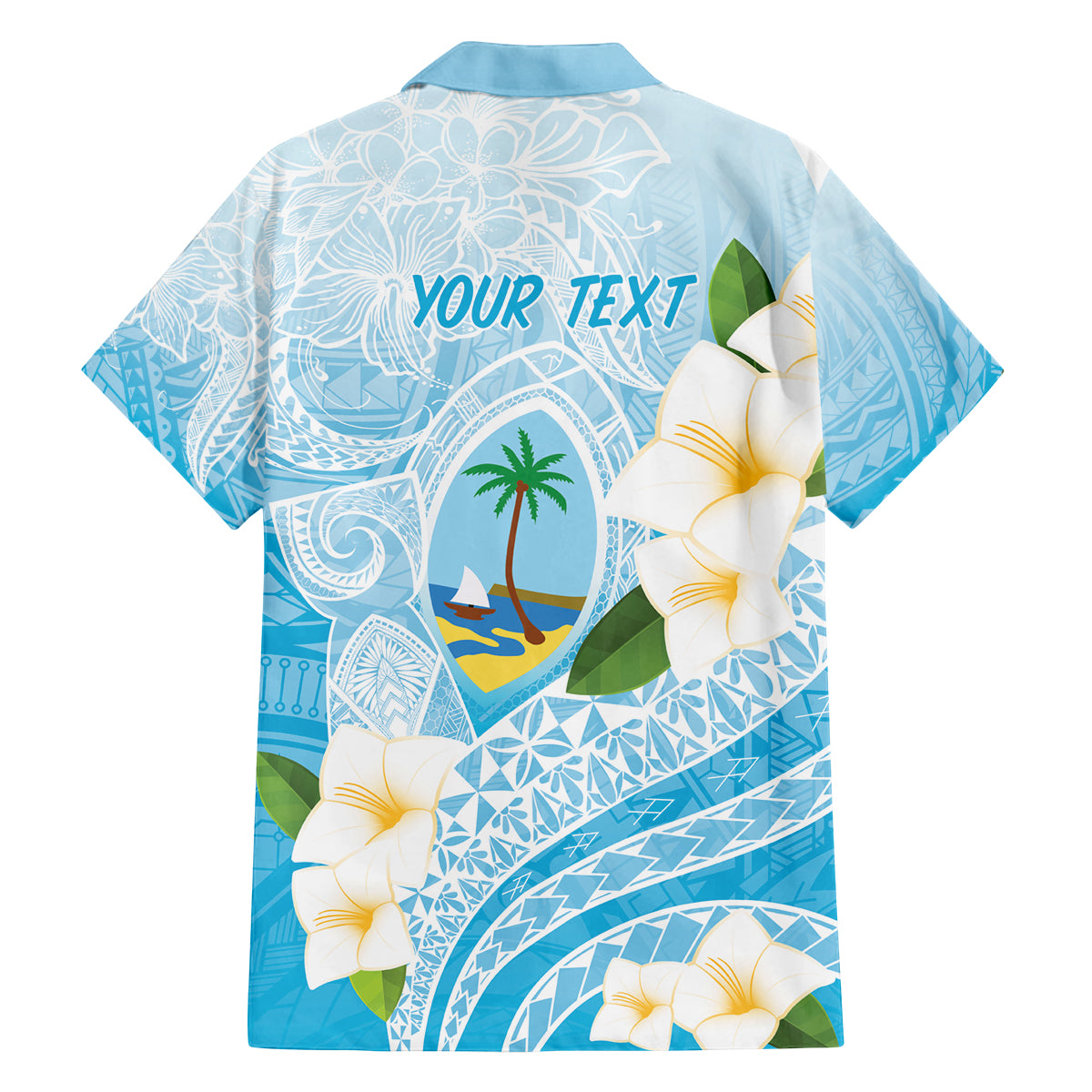 Guam Chamorro Guasali Flowers Family Matching Off Shoulder Maxi Dress and Hawaiian Shirt Aqua Gradient LT7 - Polynesian Pride