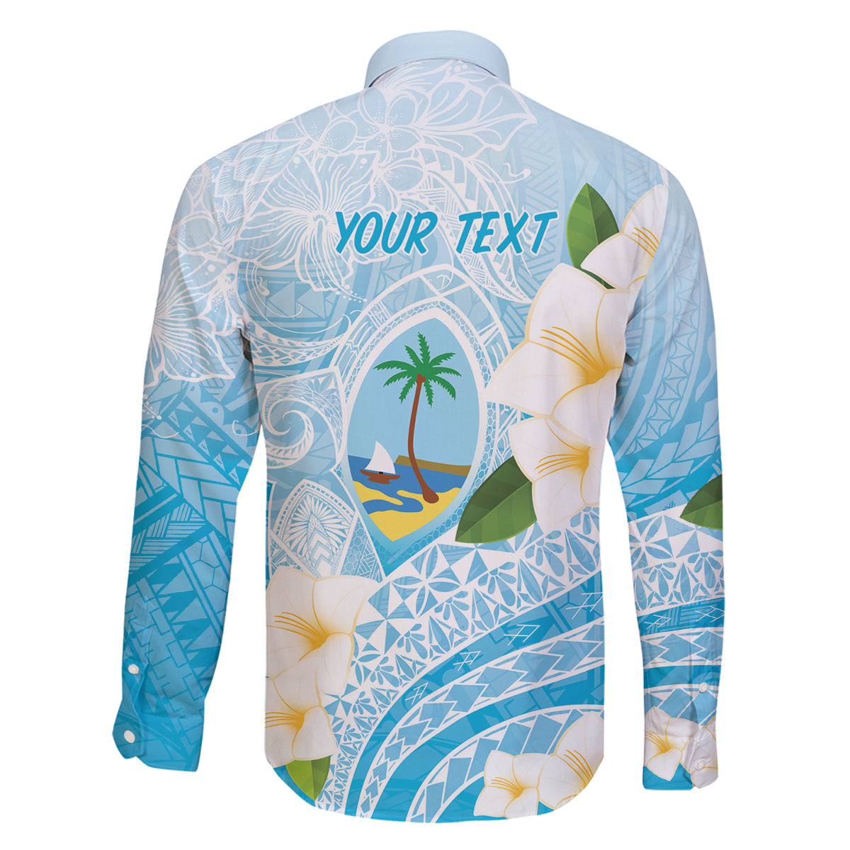 Guam Chamorro Guasali Flowers Family Matching Off Shoulder Maxi Dress and Hawaiian Shirt Aqua Gradient LT7 - Polynesian Pride