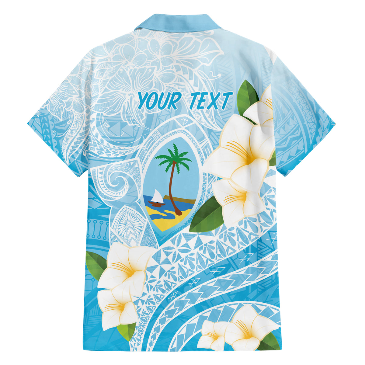 Guam Chamorro Guasali Flowers Family Matching Short Sleeve Bodycon Dress and Hawaiian Shirt Aqua Gradient LT7 - Polynesian Pride