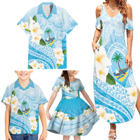 Guam Chamorro Guasali Flowers Family Matching Summer Maxi Dress and Hawaiian Shirt Aqua Gradient LT7 - Polynesian Pride