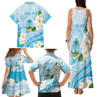 Guam Chamorro Guasali Flowers Family Matching Tank Maxi Dress and Hawaiian Shirt Aqua Gradient LT7 - Polynesian Pride