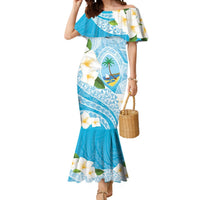 Guam Chamorro Guasali Flowers Mermaid Dress Aqua Gradient LT7 Women Aquamarine - Polynesian Pride