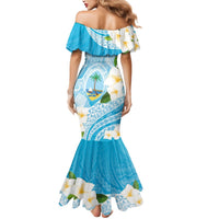 Guam Chamorro Guasali Flowers Mermaid Dress Aqua Gradient LT7 - Polynesian Pride