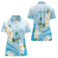 Guam Chamorro Guasali Flowers Women Polo Shirt Aqua Gradient