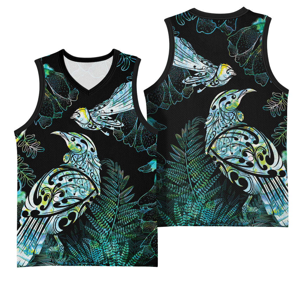 Aotearoa Maori Mahuru Basketball Jersey Spring Time - Paua Shell Green LT7 - Polynesian Pride
